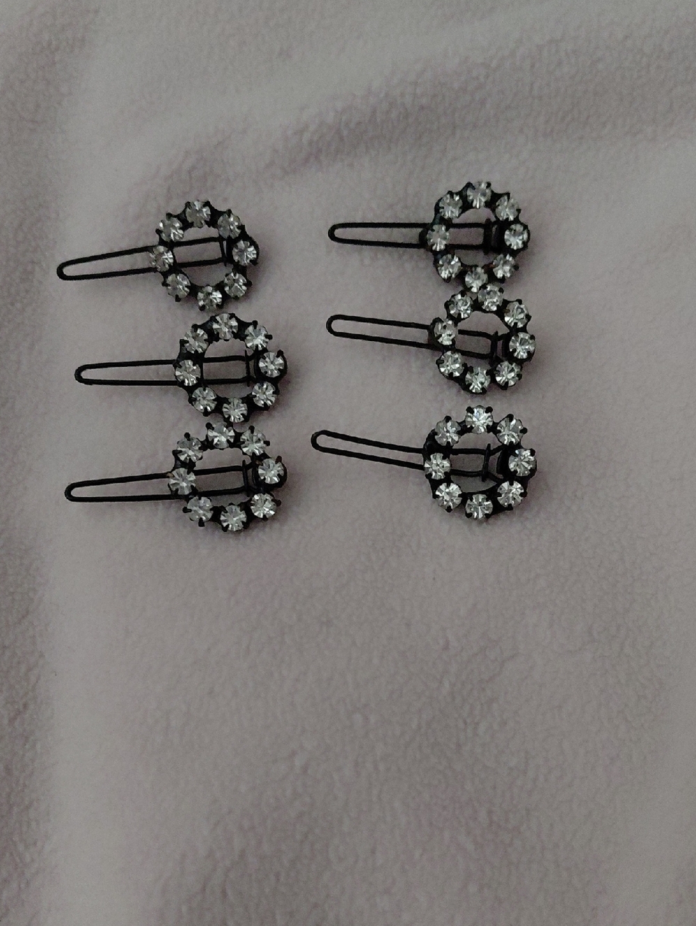 Crystal Circle Hair Pins - Black and Clear Rhinestones